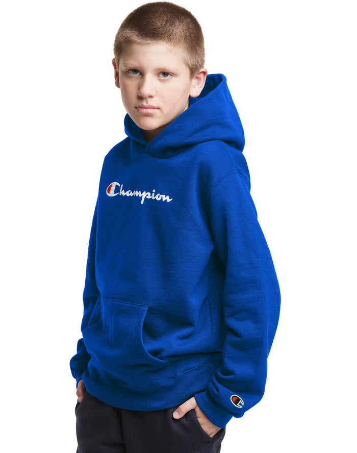 Champion Pige Hættetrøje Blå - Pullover Script Logo - Danmark FWB-170826